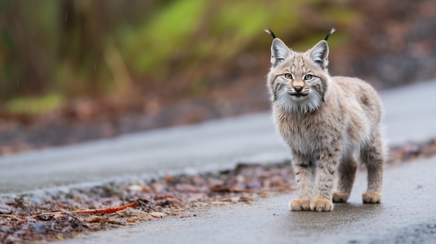 Free Photo view of wild bobcat in nature