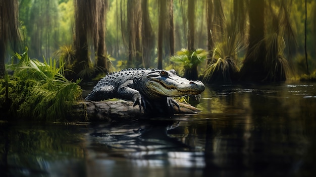 Free Photo view of wild crocodile