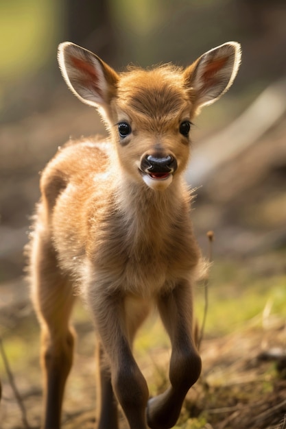 View of wild elk calf