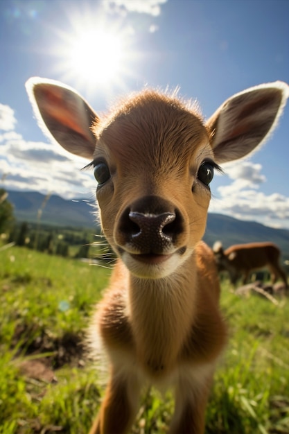 Free photo view of wild elk calf