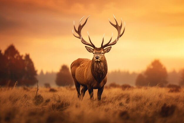 View of wild elk in nature