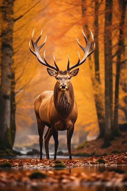 View of wild elk in nature