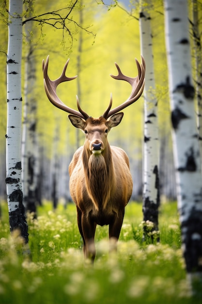 View of wild elk in nature