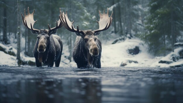 View of wild elk in nature