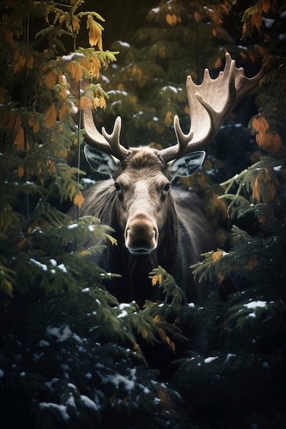 View of wild elk in nature