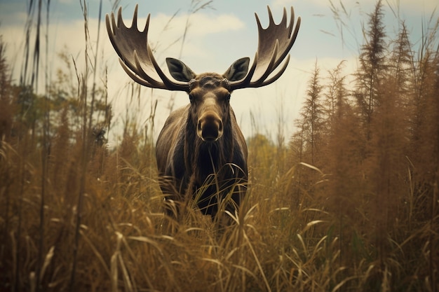 View of wild elk in nature