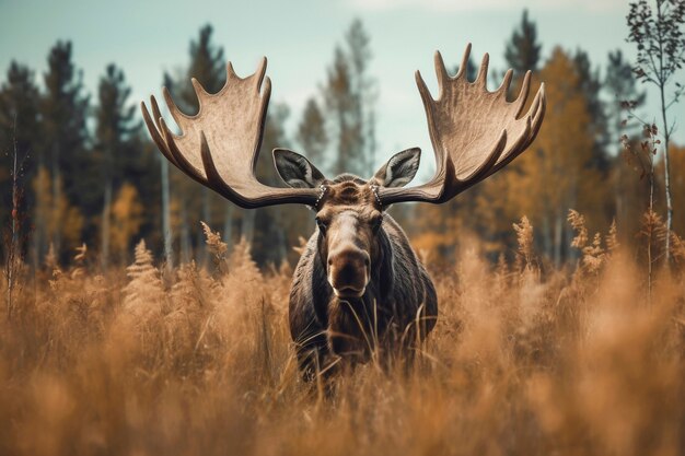 View of wild elk in nature