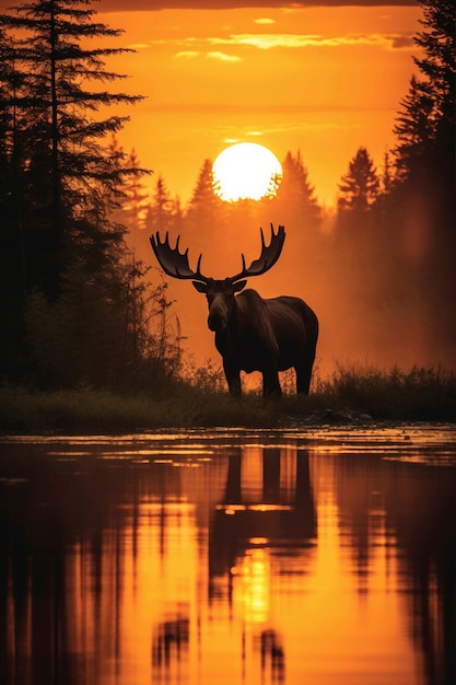 View of wild elk in nature