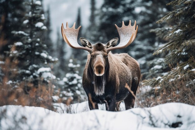 View of wild elk out in nature