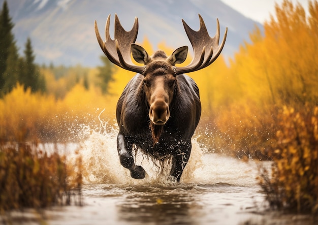 Free Photo view of wild elk with nature landscape