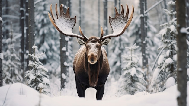 View of wild elk with nature landscape