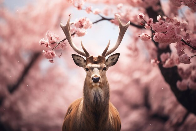 View of wild elk with nature landscape