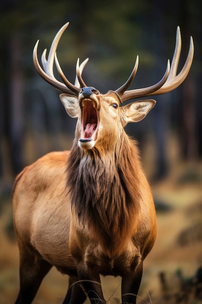 Free photo view of wild elk with nature landscape