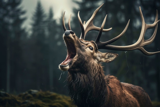 Free Photo view of wild elk with nature landscape