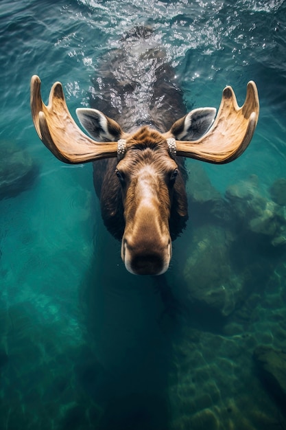 Free photo view of wild elk with nature landscape