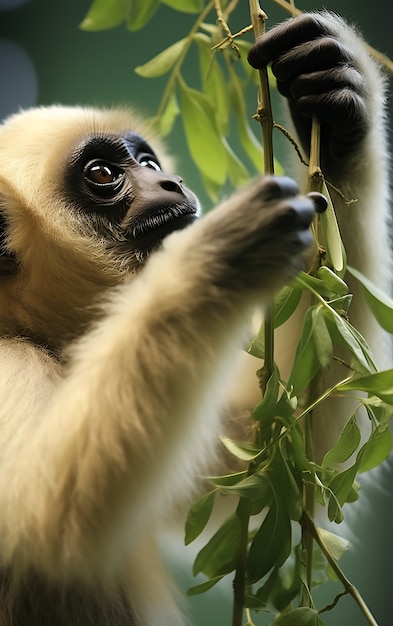 Free Photo view of wild gibbon ape