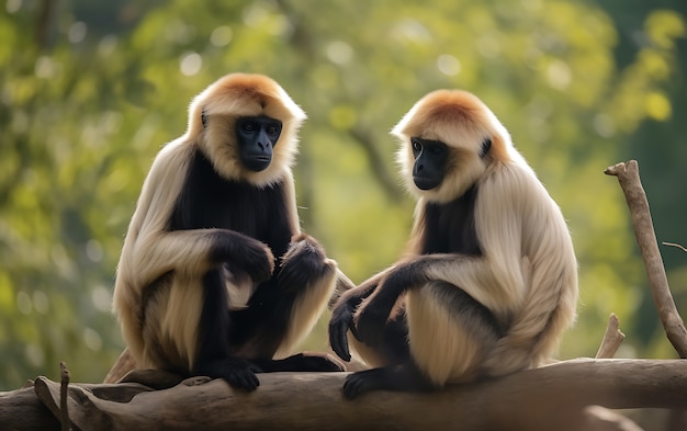 Free photo view of wild gibbon apes in nature