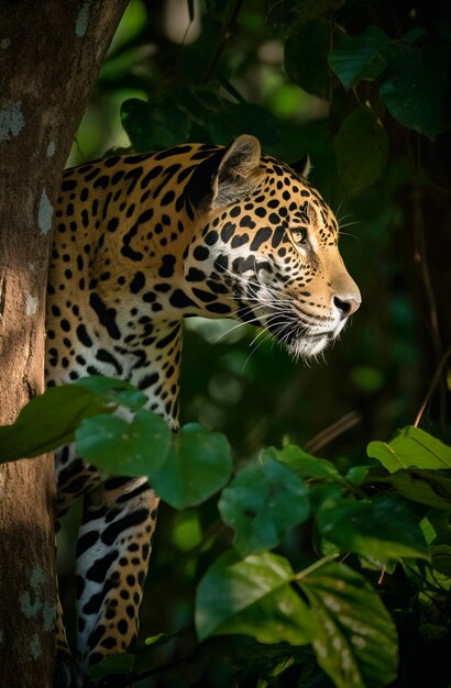 View of wild leopard in nature