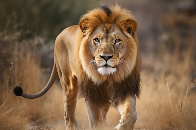 Free Photo view of wild lion in nature