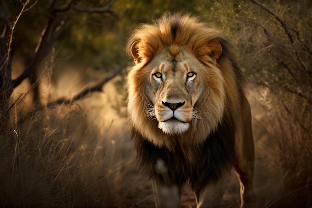 View of wild lion in nature