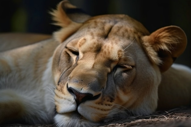 View of wild lioness in nature