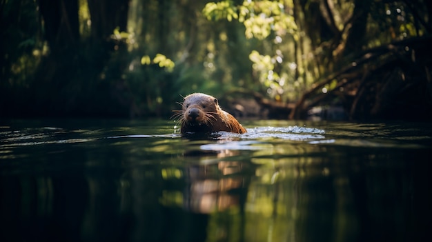 Free photo view of wild otter