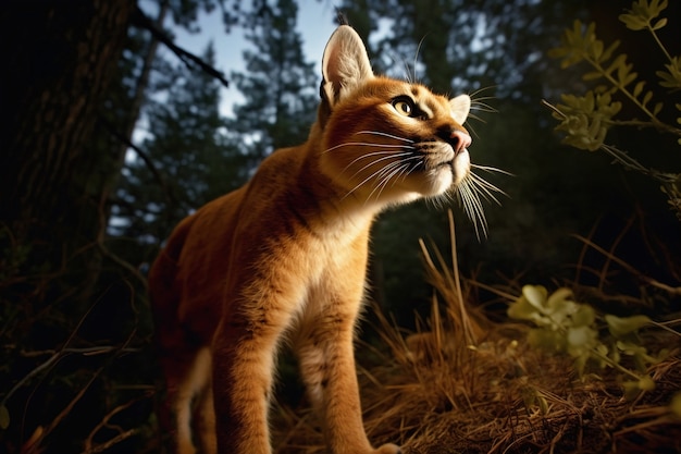 View of wild puma in nature