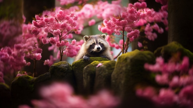 Free photo view of wild raccoon