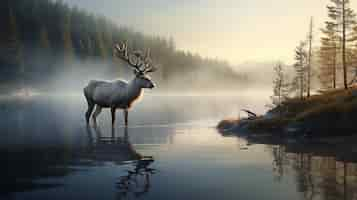 Free photo view of wild reindeer