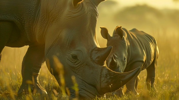 Free Photo view of wild rhino in nature