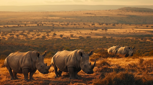 View of wild rhino in nature