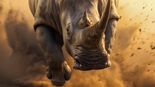 Free photo view of wild rhino in nature