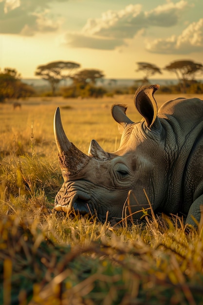 View of wild rhino in nature