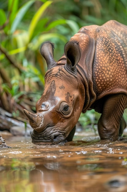 View of wild rhino in nature