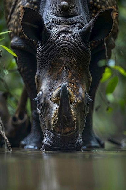 View of wild rhino in nature