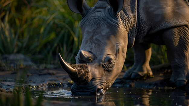 View of wild rhino in nature