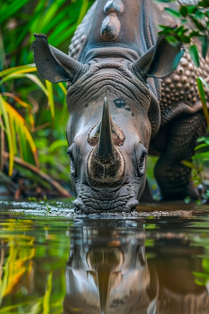 View of wild rhino in nature