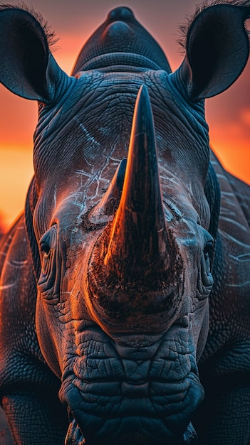 View of wild rhino in nature