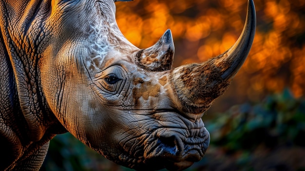 Free photo view of wild rhino in nature