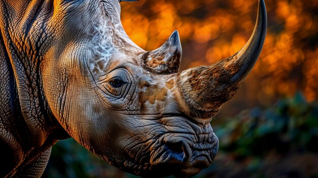 View of wild rhino in nature