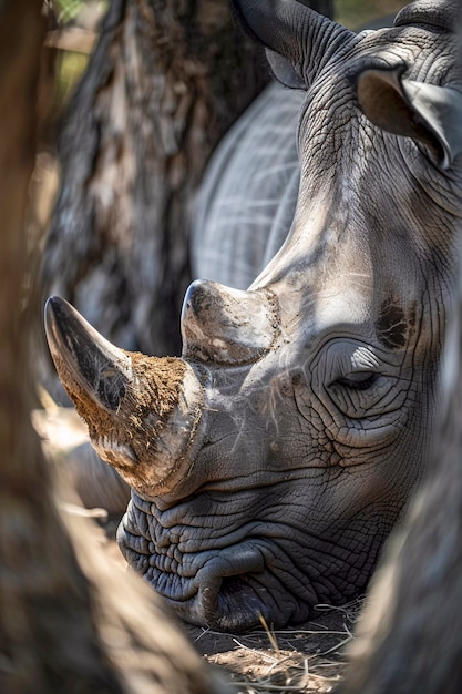 View of wild rhino in nature