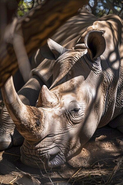 View of wild rhino in nature