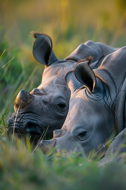 View of wild rhino in nature