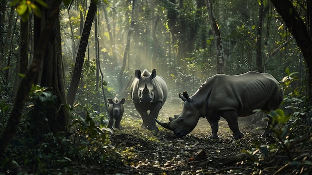 Free Photo view of wild rhino in nature