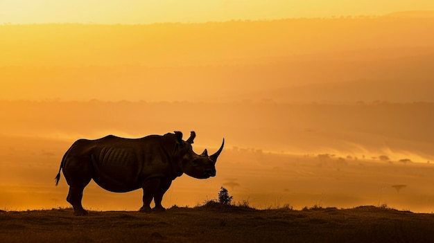 Free Photo view of wild rhino in nature