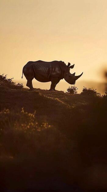 View of wild rhino in nature