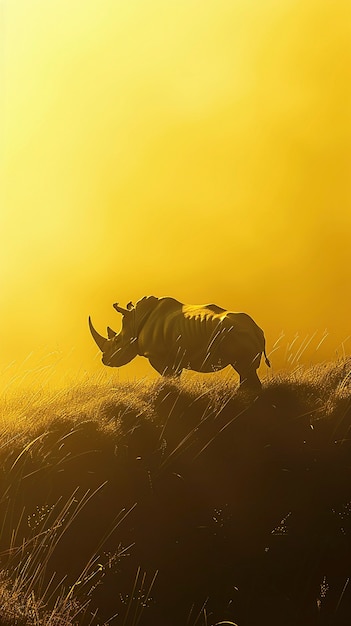 Free photo view of wild rhino in nature