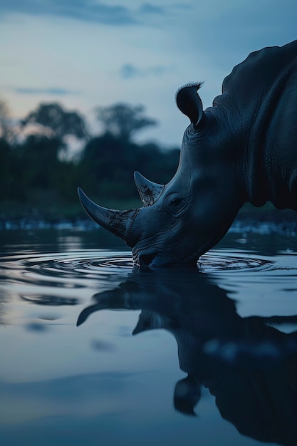 View of wild rhino in nature