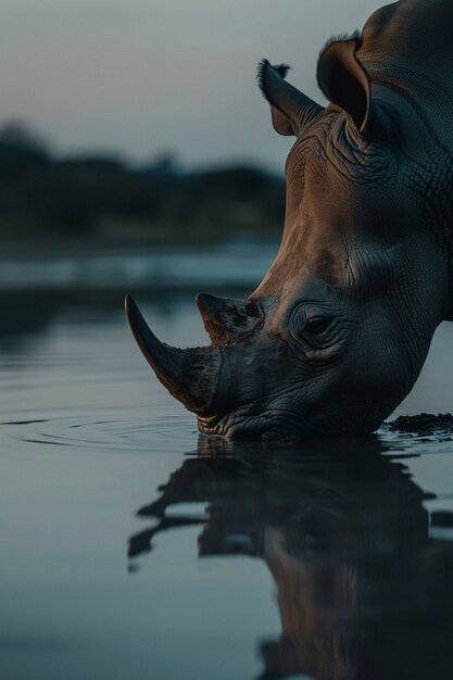 View of wild rhino in nature