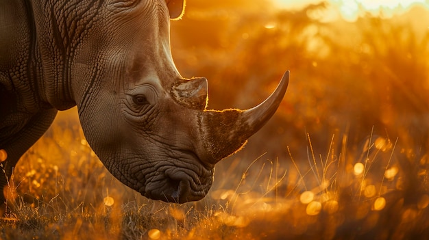 View of wild rhino in nature